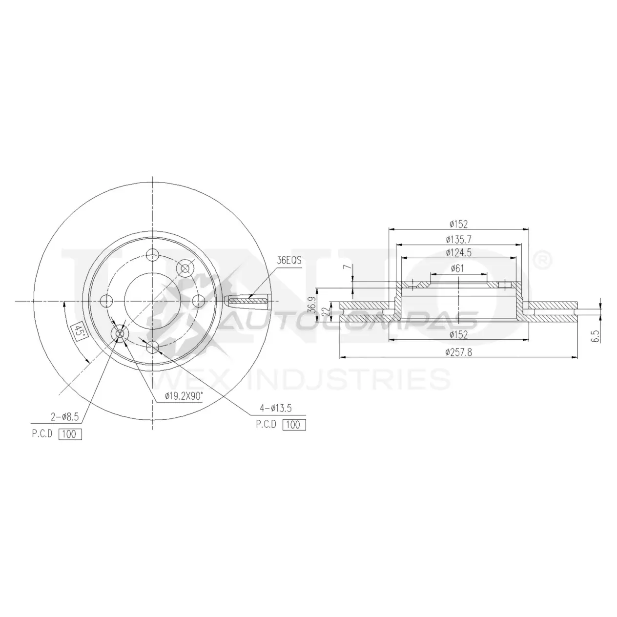 Диск тормозной передний UNIO 1441314318 LK2EA DW BRD-20257