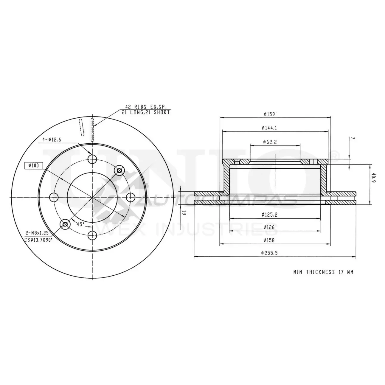 Диск тормозной передний UNIO BRD-20100 L7Q8H N0 1441314333
