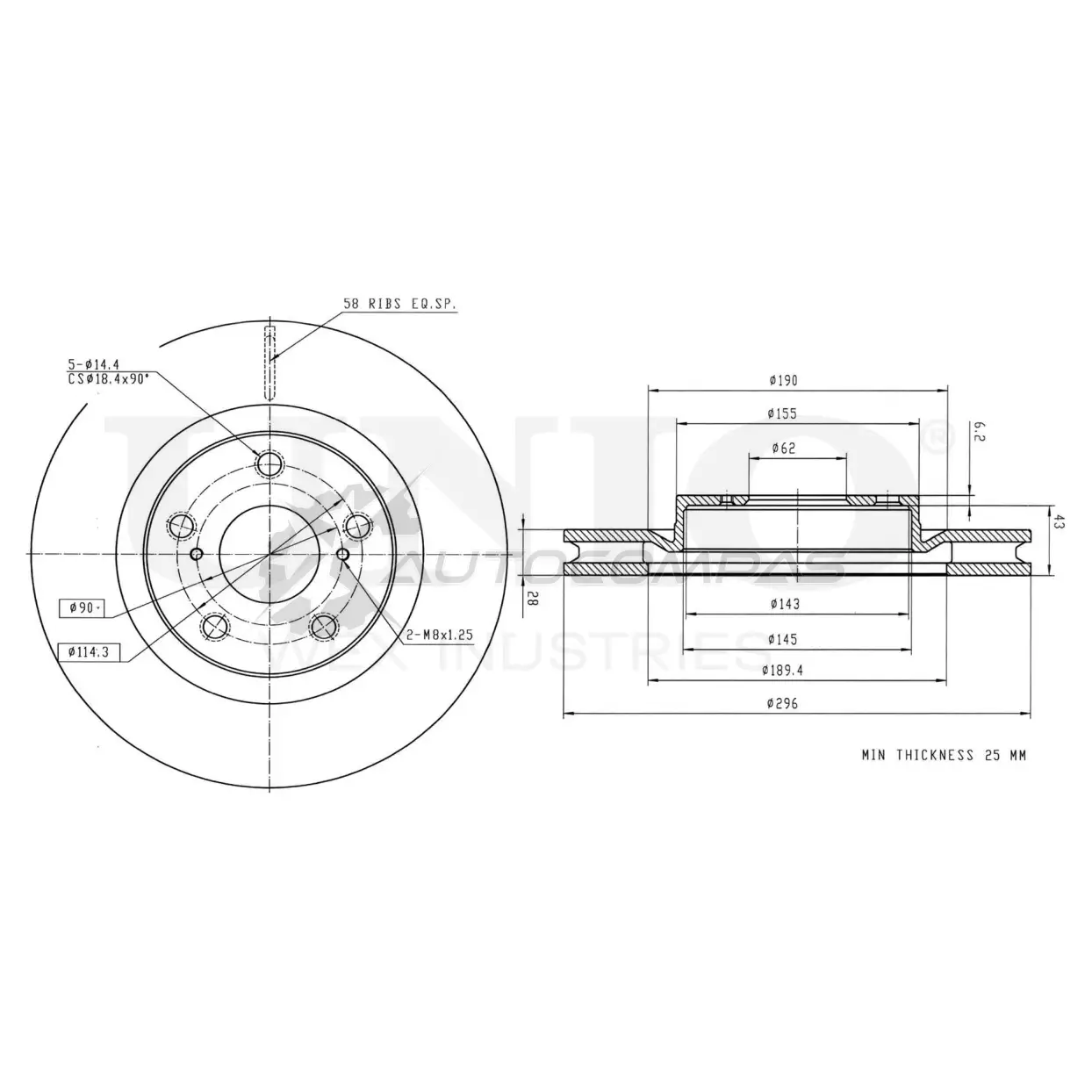 Диск тормозной передний UNIO 1441314357 BRD-20009 H SLD7S изображение 0