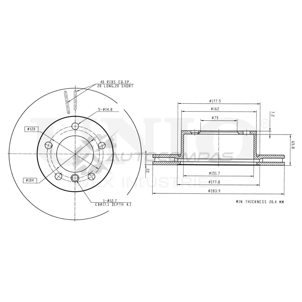 Диск тормозной передний UNIO BRD-20467 1441314366 9GS Y8M