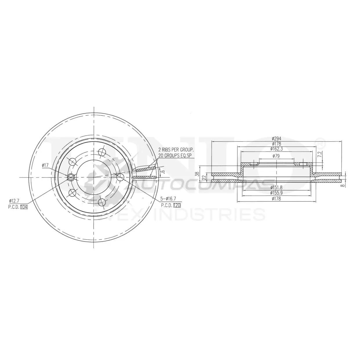 Диск тормозной передний UNIO 1441314367 BRD-20556 33BG 6SX