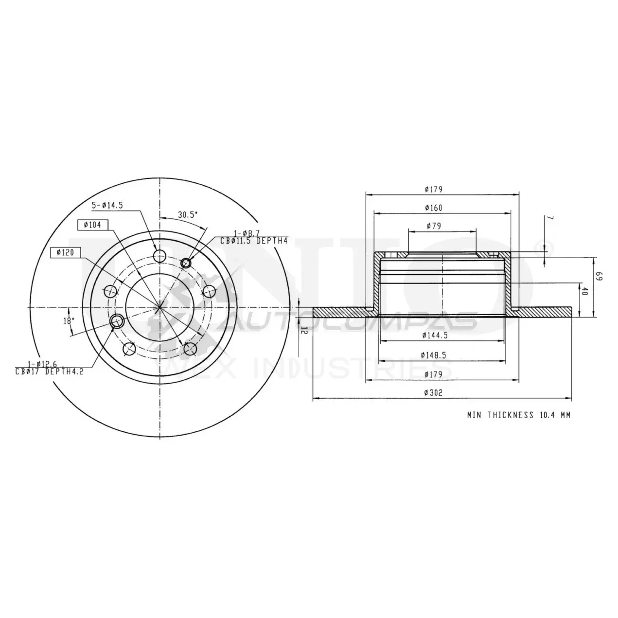 Диск тормозной передний UNIO 1441314376 BRD-20476 CB 21V