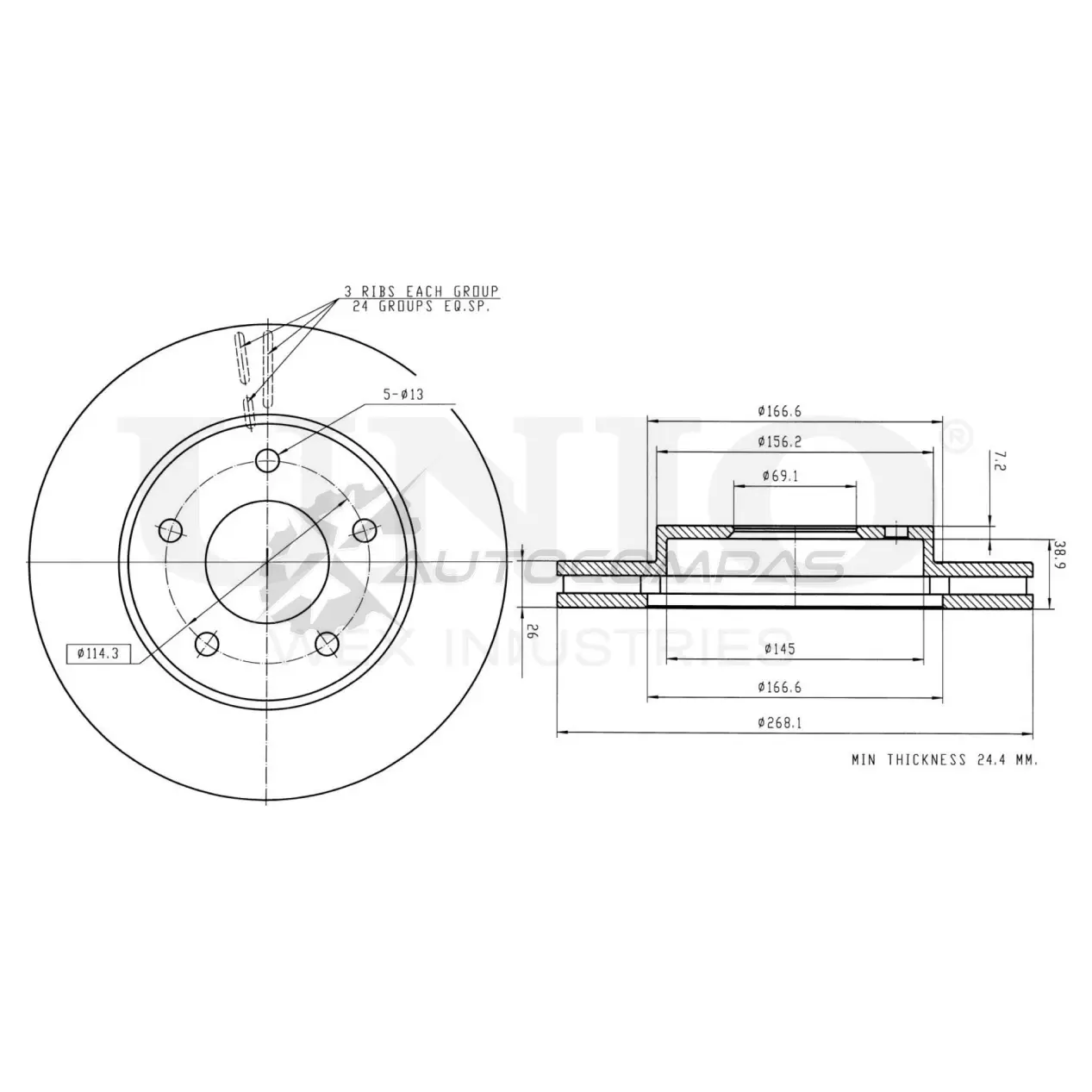 Диск тормозной передний UNIO BRD-20447 Q7LE 3E 1441314406