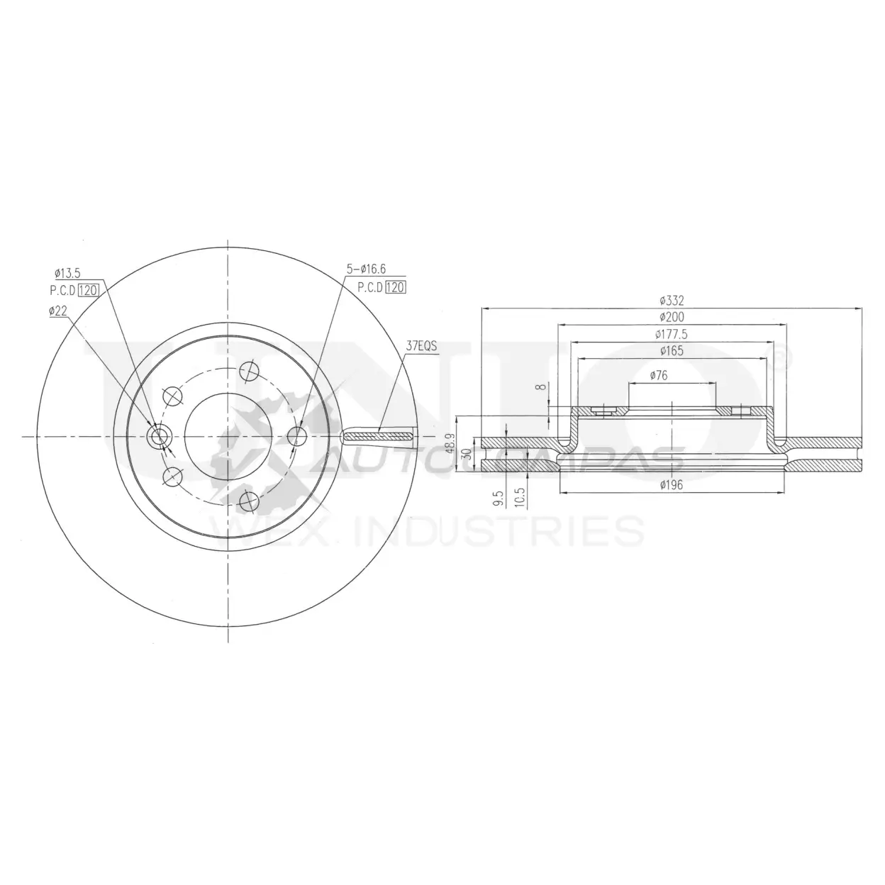 Диск тормозной передний UNIO 1441314417 MGX IGK1 BRD-20569