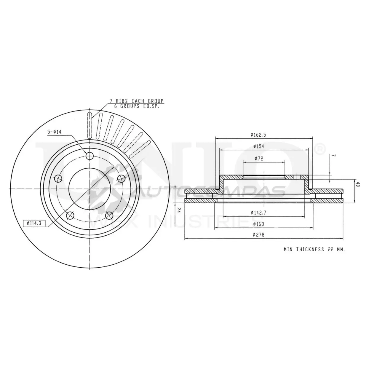 Диск тормозной передний UNIO V19YE 2 1441314424 BRD-20373