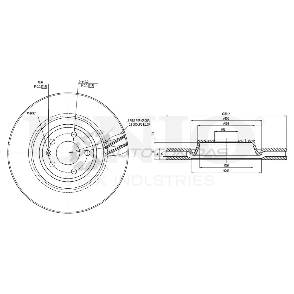 Диск тормозной передний UNIO BRD-20574 1441314433 3J 4P5