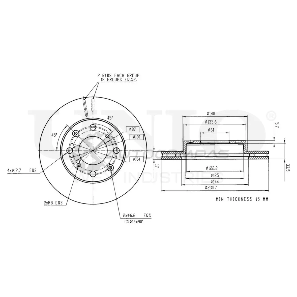 Диск тормозной передний UNIO Z DL3PN 1441314440 BRD-20271