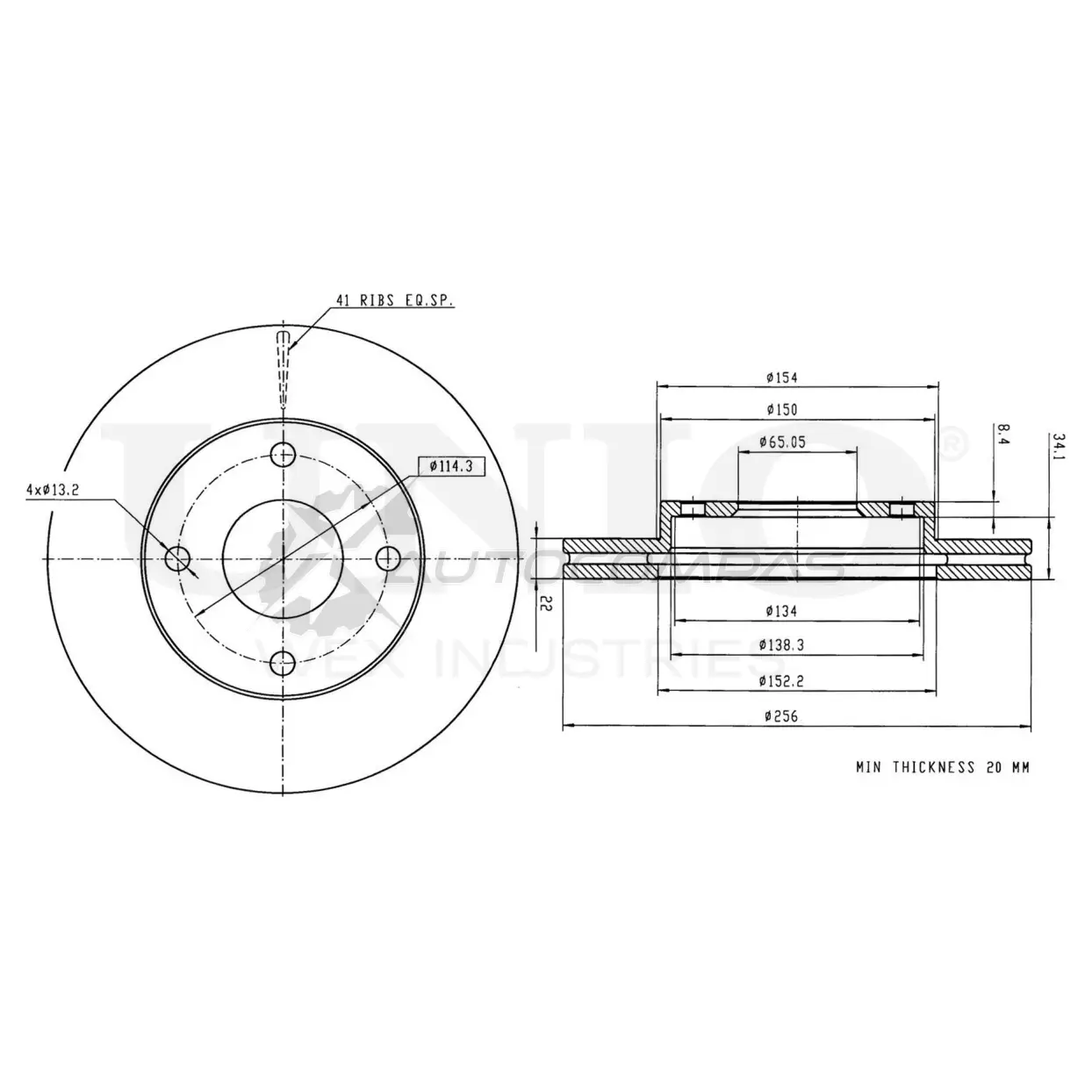 Диск тормозной передний UNIO BRD-20546 RM 0H5MS 1441314452