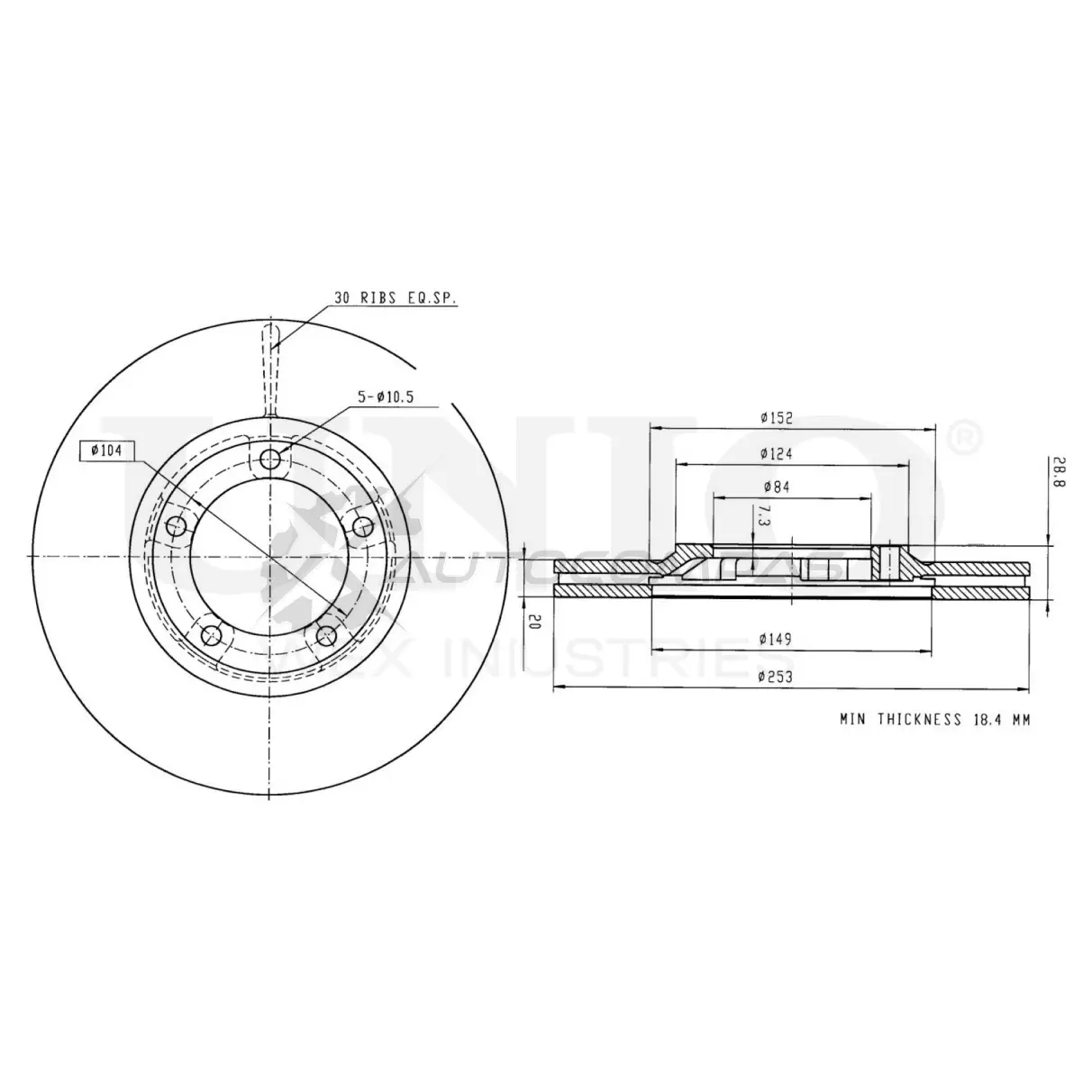 Диск тормозной передний UNIO 1441314470 FSBVM9 N BRD-20407 изображение 0