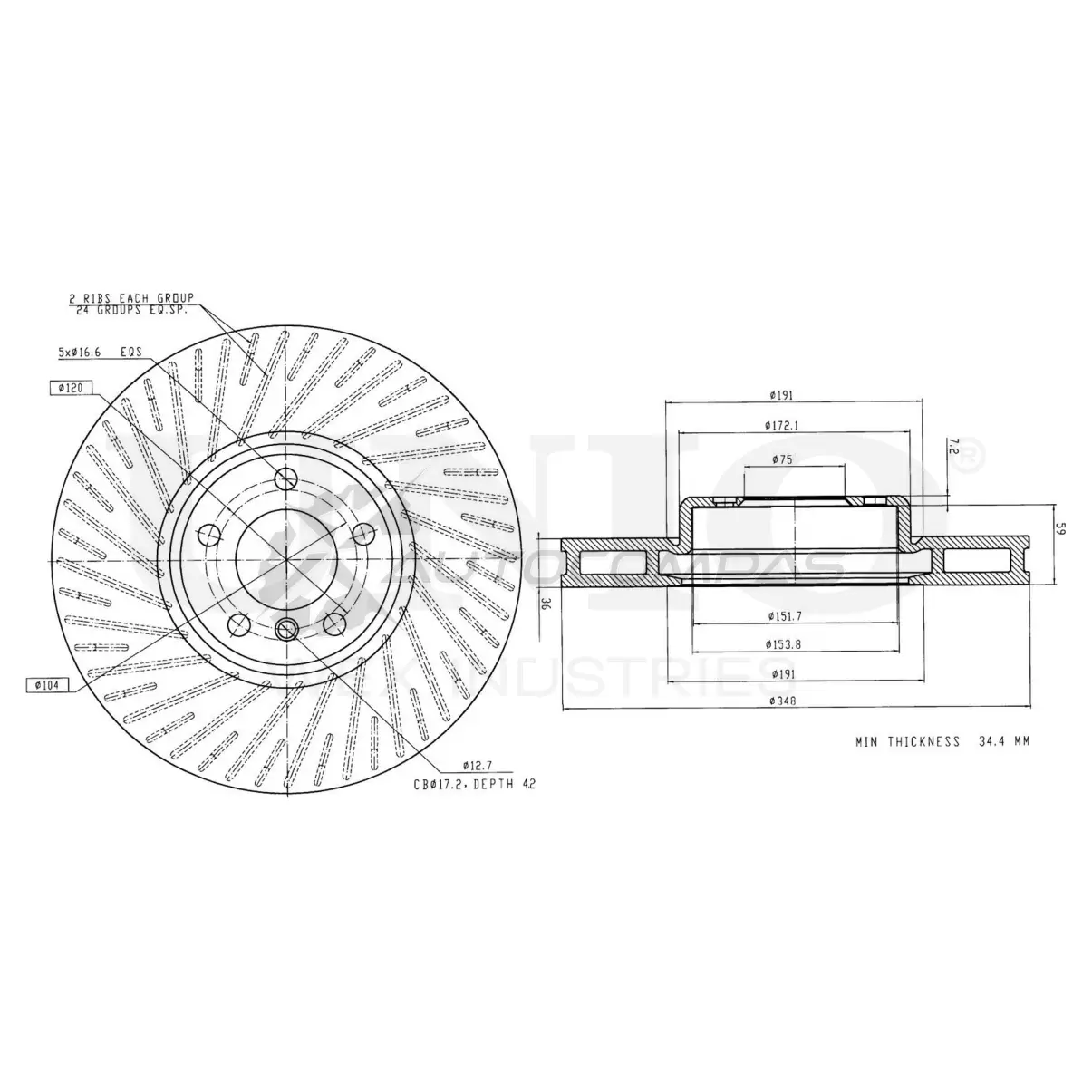 Диск тормозной передний левый UNIO 1441314481 BRD-20562 EGLSI LL