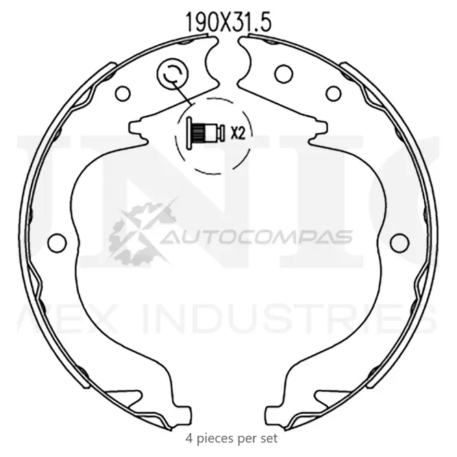 Колодки тормозные барабанные задние UNIO 1441314503 BRP-10076 H6XU O
