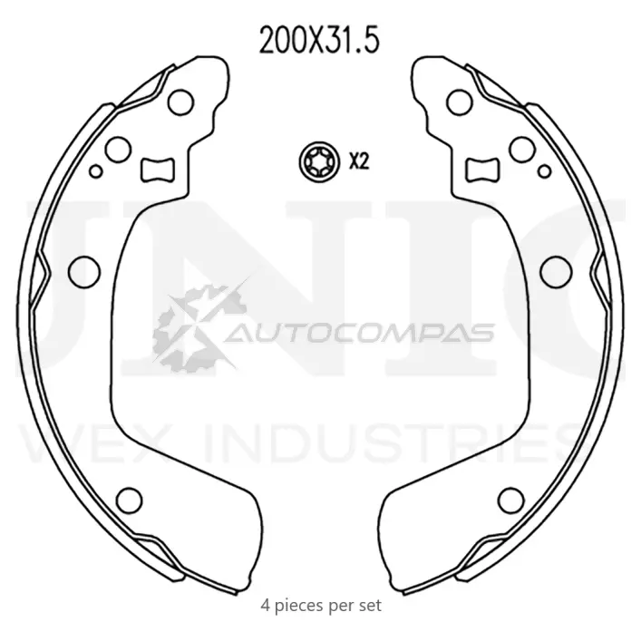 Колодки тормозные барабанные задние UNIO 1441314549 BRP-10043 2QSB6 Y