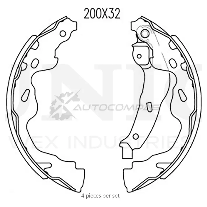 Колодки тормозные барабанные задние UNIO V5M EF 1441314570 BRP-10034