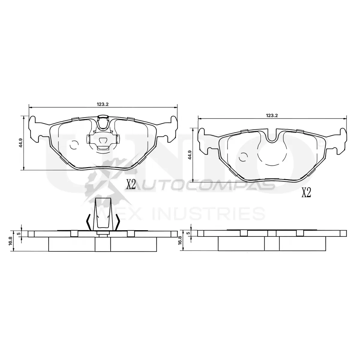 Колодки тормозные дисковые задние UNIO VH 1JR 1441314600 BRP-20075