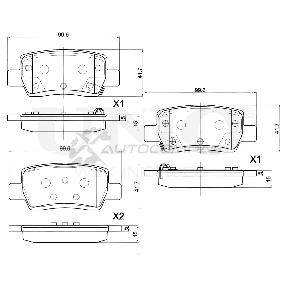 Колодки тормозные дисковые задние UNIO BRP-20052 1441314608 G 0Y59