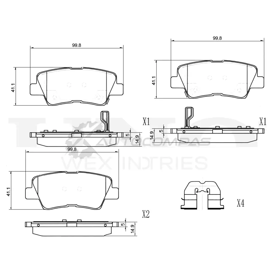 Колодки тормозные дисковые задние UNIO BRP-20099 WS XTW 1441314610