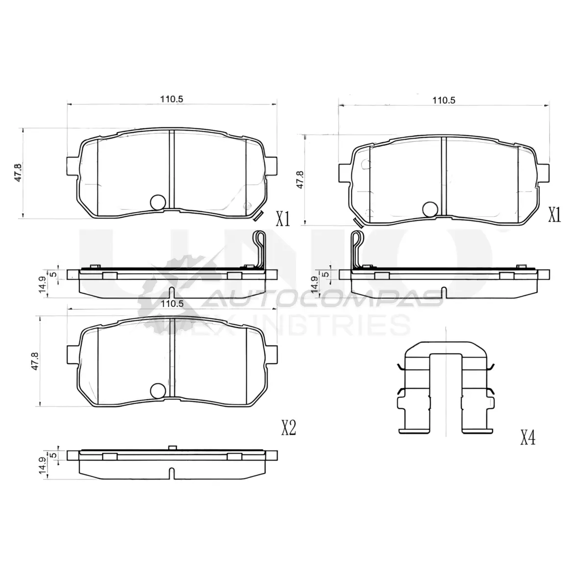 Колодки тормозные дисковые задние UNIO PFTD 1 BRP-20252 1441314614
