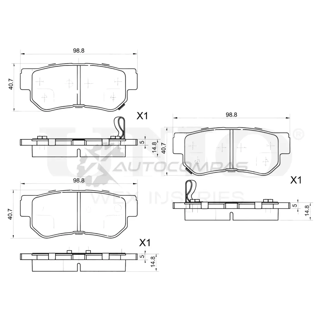 Колодки тормозные дисковые задние UNIO BRP-20250 1441314617 2Q KQW