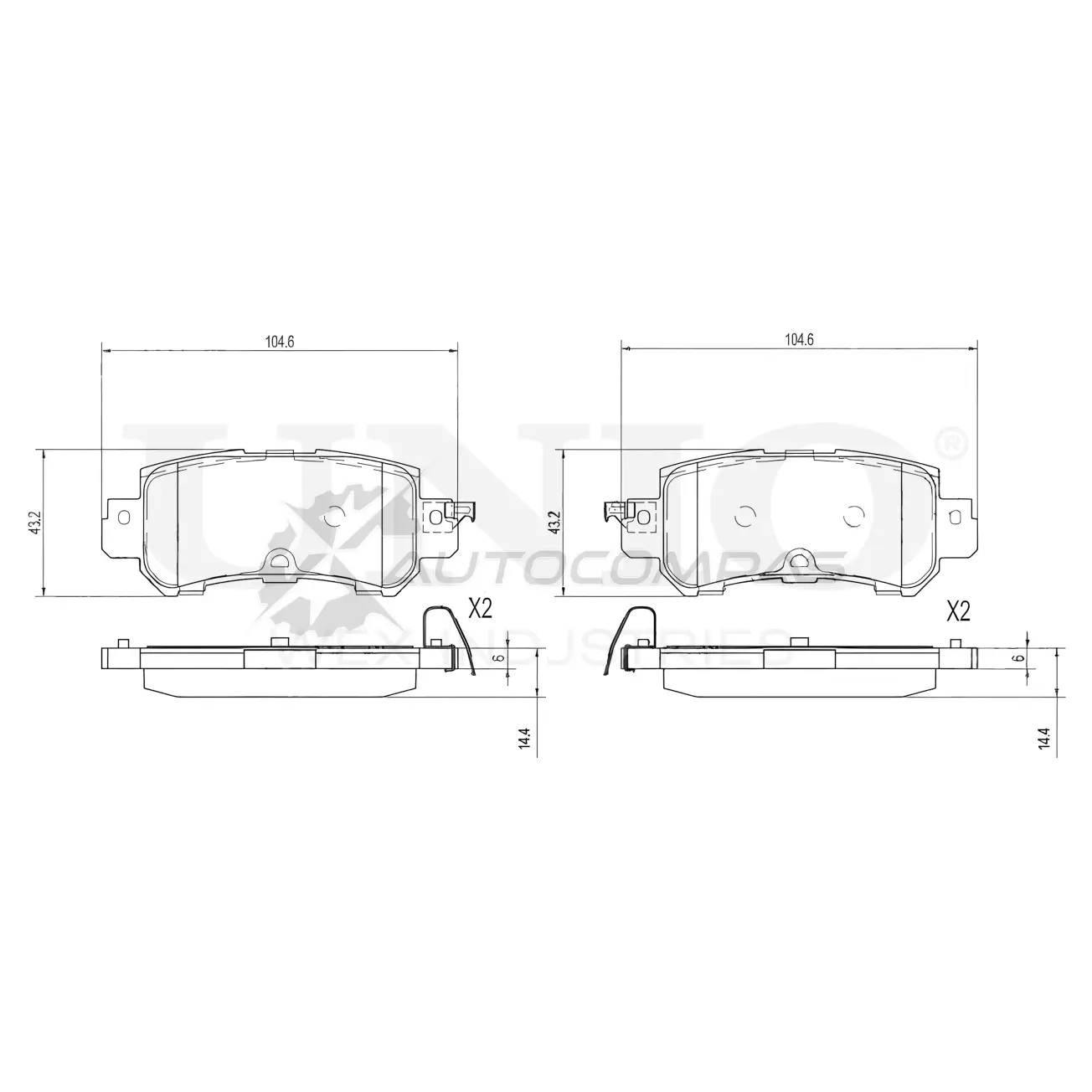 Колодки тормозные дисковые задние UNIO 1441314618 Q5 QOT BRP-20117