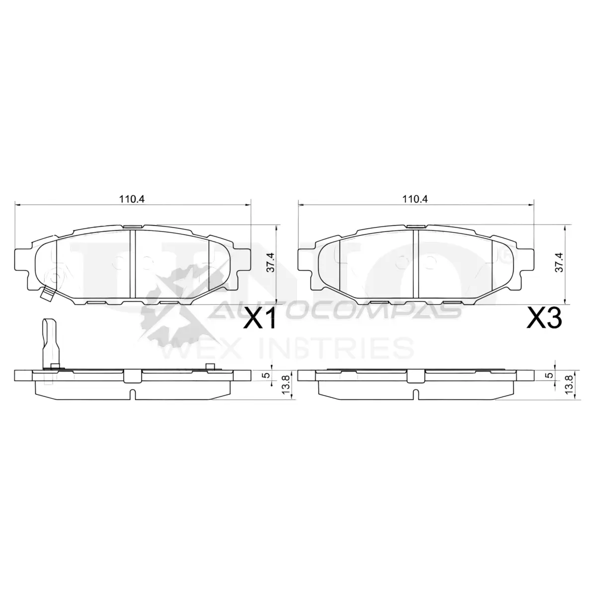 Колодки тормозные дисковые задние UNIO BRP-20375 67CO4 C0 1441314626