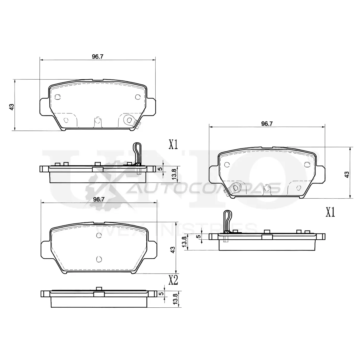 Колодки тормозные дисковые задние UNIO 1441314630 87 S8AN4 BRP-20053