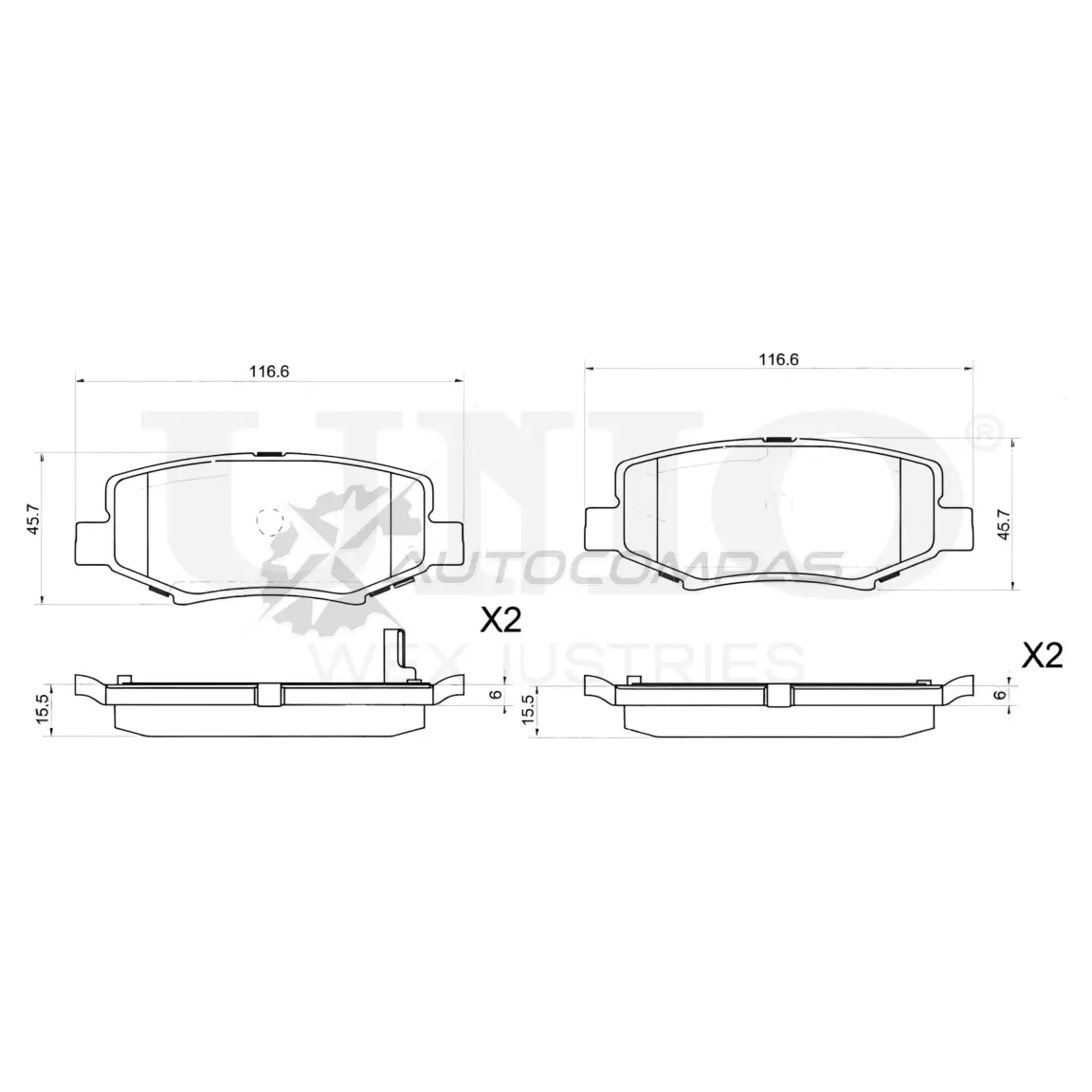 Колодки тормозные дисковые задние UNIO 1441314631 SA F1254 BRP-20355