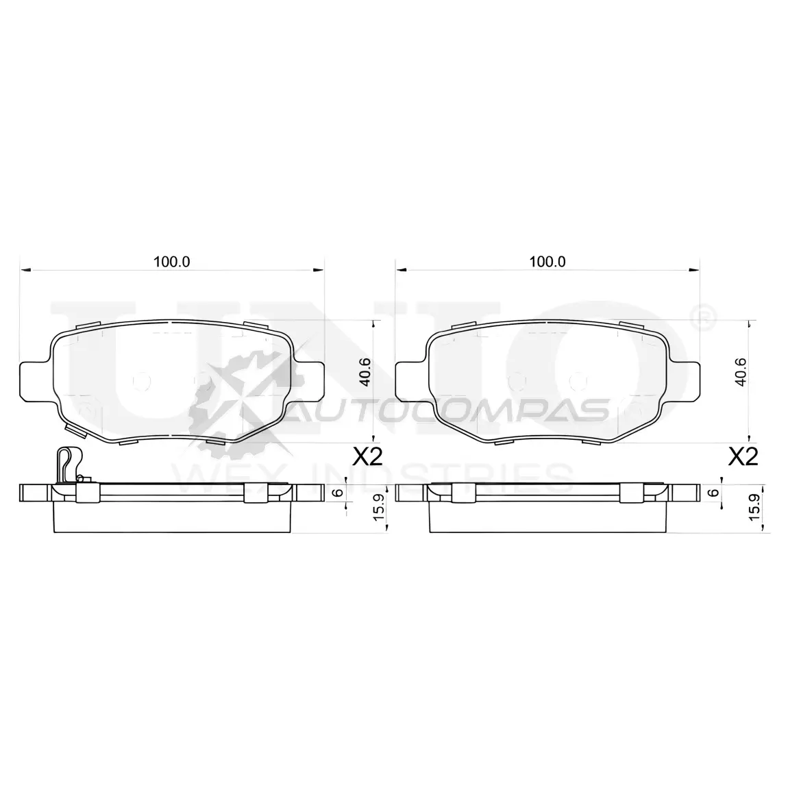 Колодки тормозные дисковые задние UNIO 1441314642 BRP-20156 Z 7WXQ