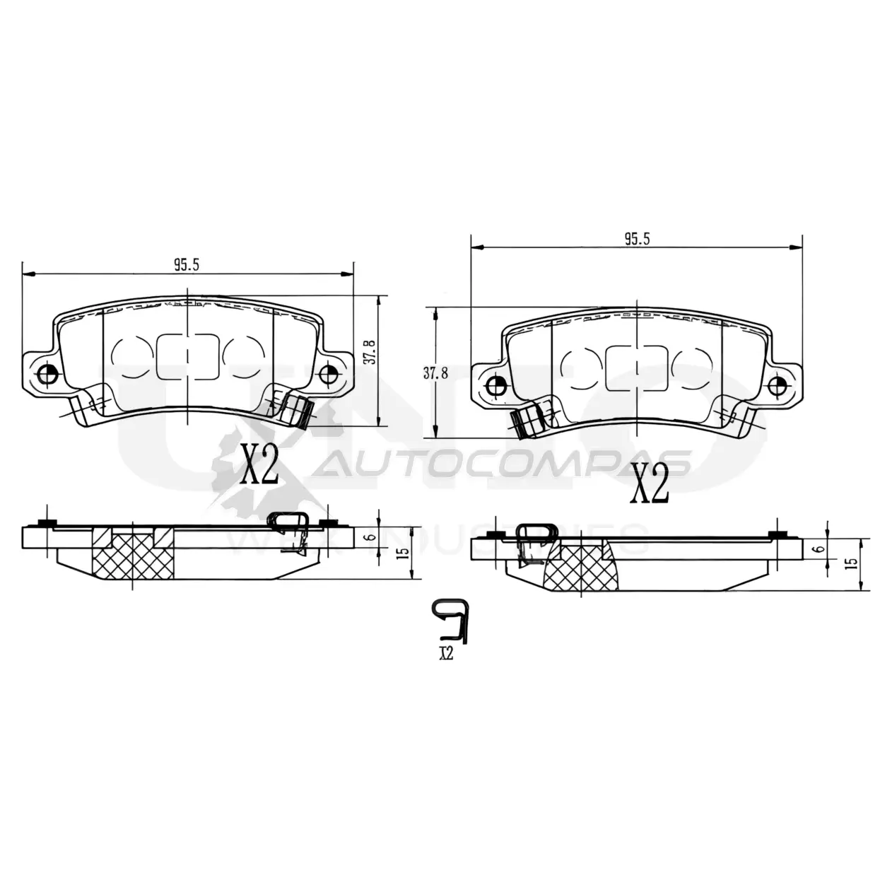 Колодки тормозные дисковые задние UNIO BRP-20382 1441314645 NW HBND