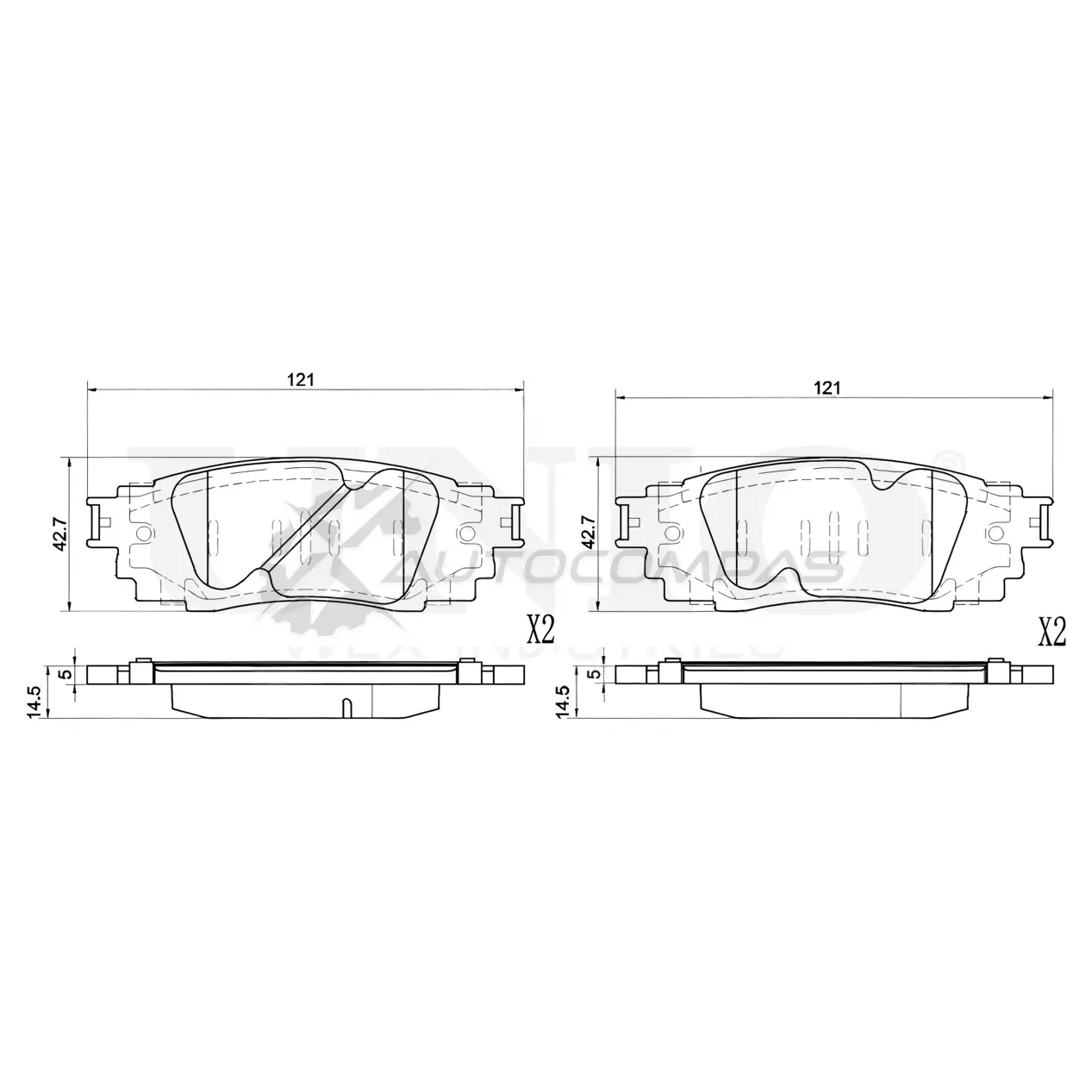 Колодки тормозные дисковые задние UNIO 1441314652 PE W7T BRP-20233