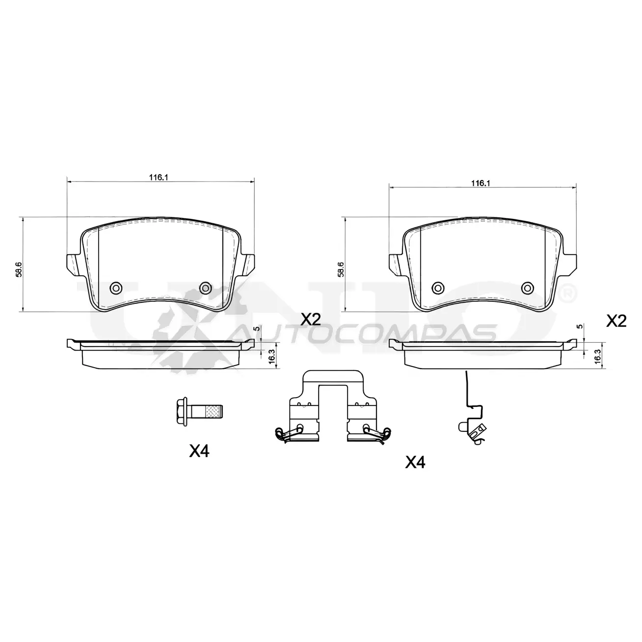 Колодки тормозные дисковые задние UNIO EWH1Z6 D 1441314670 BRP-20209