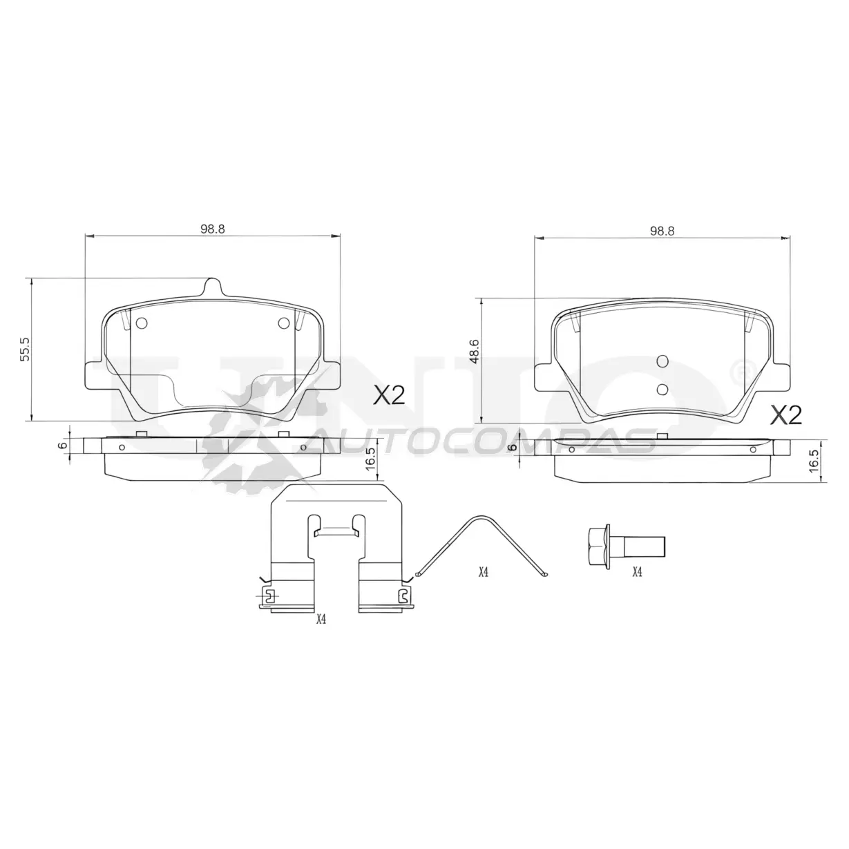 Колодки тормозные дисковые задние UNIO BRP-20259 PVIP GG 1441314697