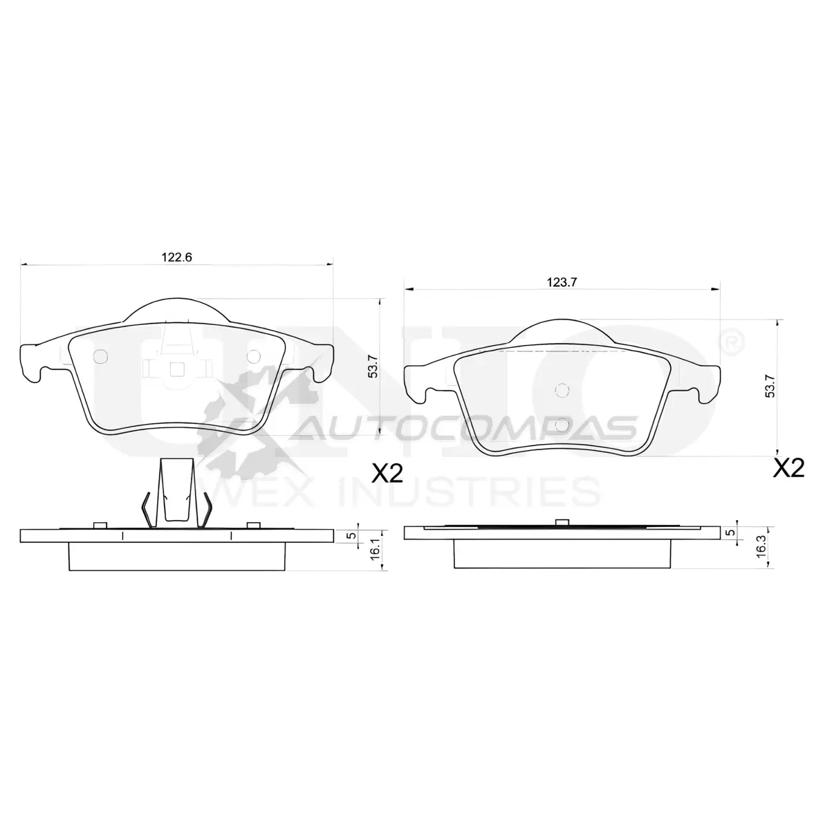Колодки тормозные дисковые задние UNIO 1441314700 UZDB D6 BRP-20389