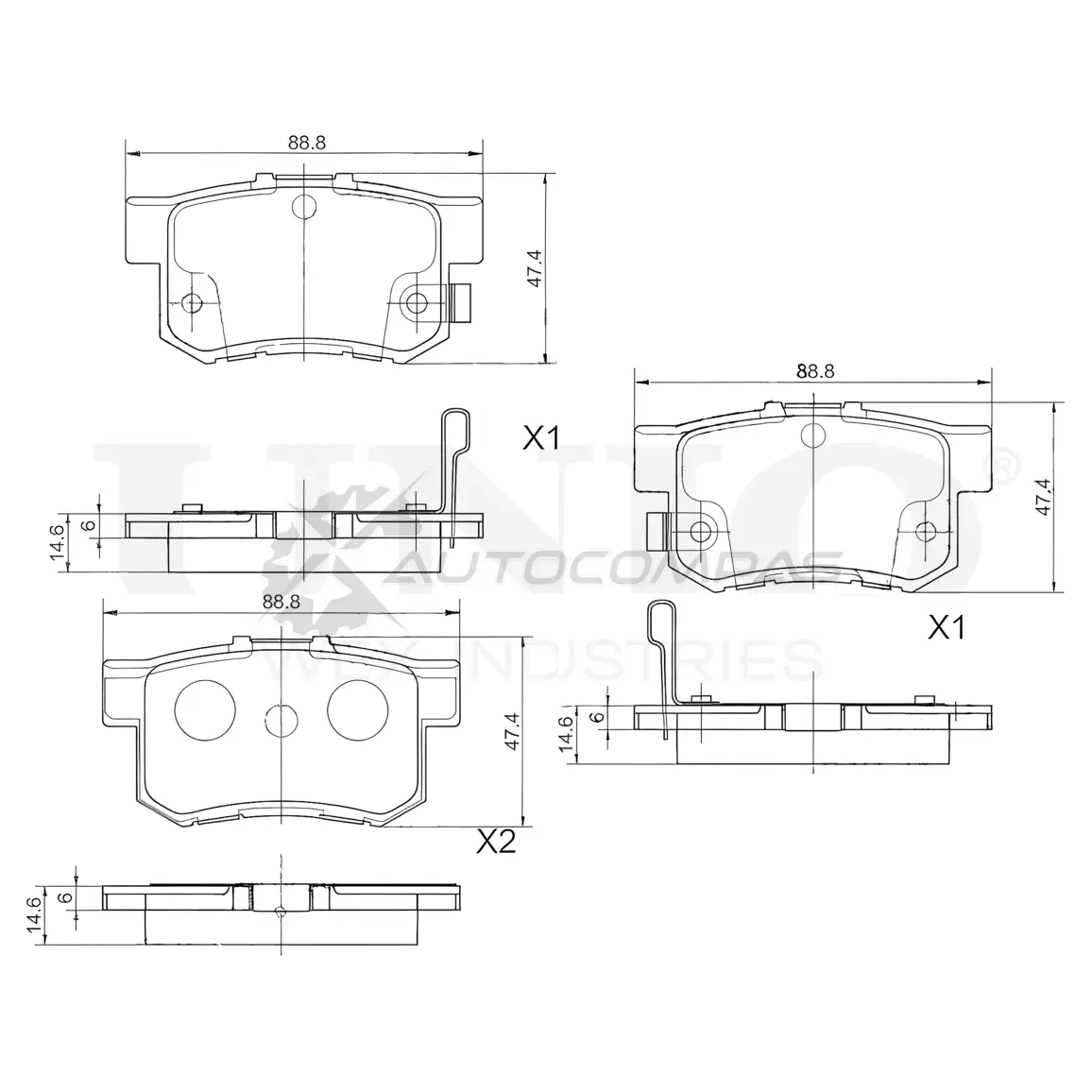 Колодки тормозные дисковые задние UNIO RYRK C BRP-20234 1441314716