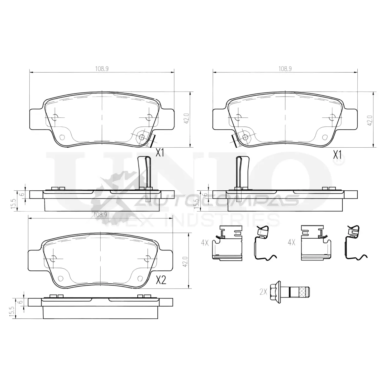 Колодки тормозные дисковые задние UNIO BRP-20415 1441314719 SK2 I0Q