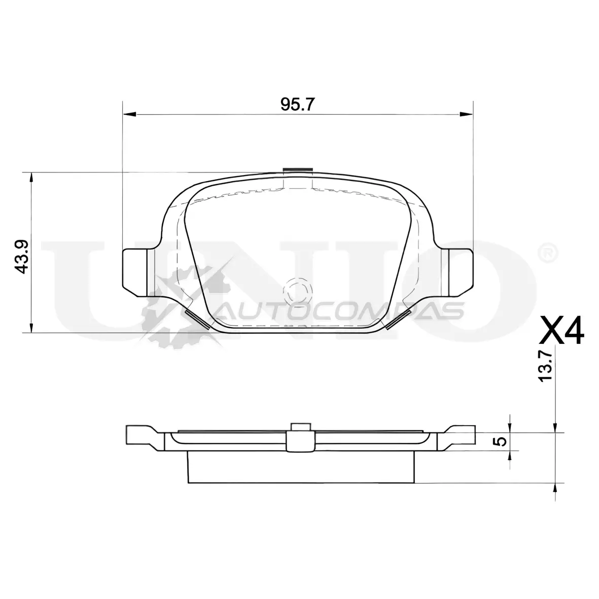 Колодки тормозные дисковые задние UNIO BRP-20361 2E S4W3 1441314720