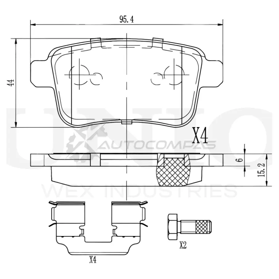 Колодки тормозные дисковые задние UNIO 1441314723 T1M S1X BRP-20404
