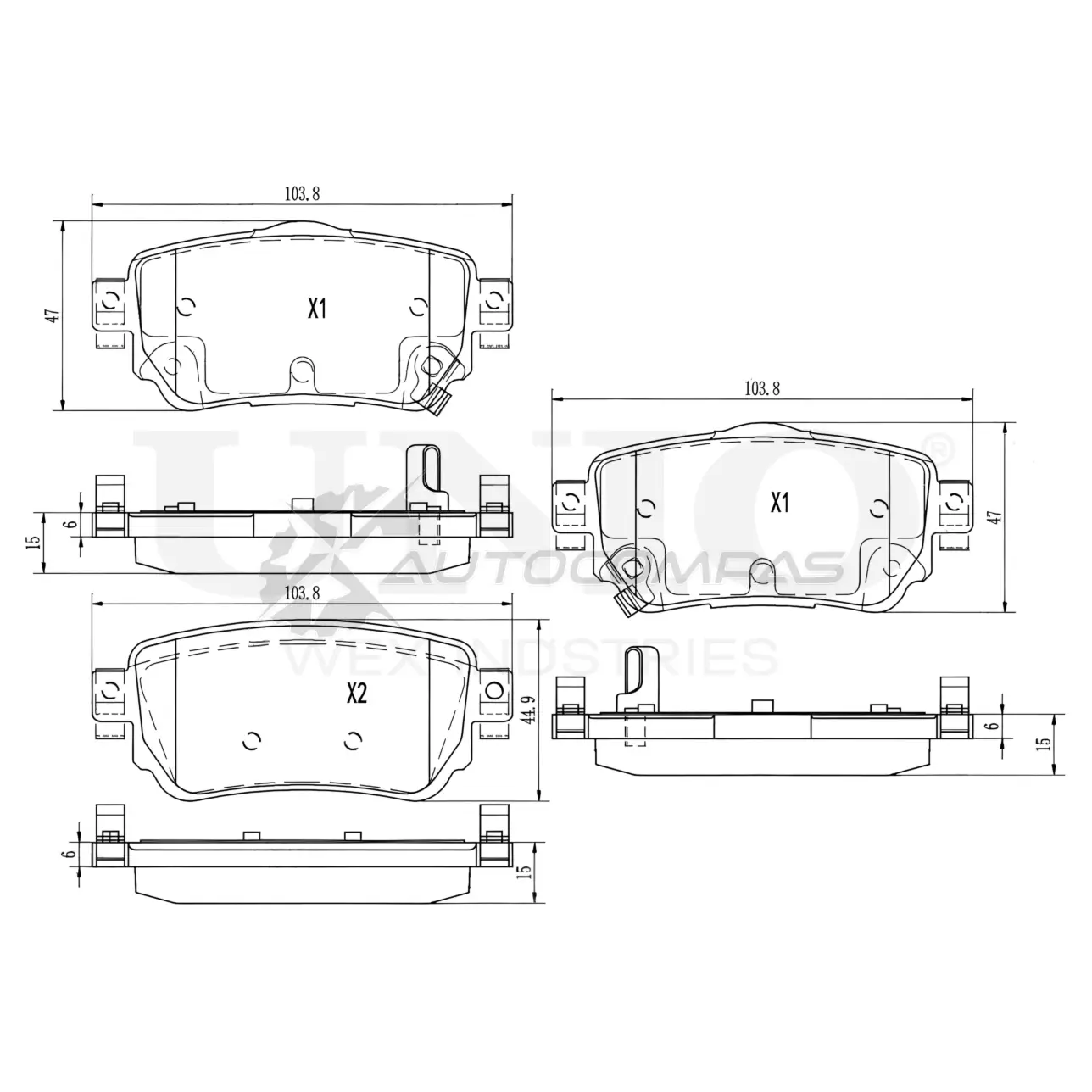 Колодки тормозные дисковые задние UNIO BRP-20368 1441314725 7YY DQ4