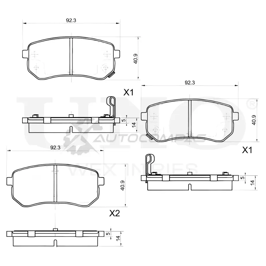 Колодки тормозные дисковые задние UNIO 1441314727 BRP-20352 A H4AH изображение 0