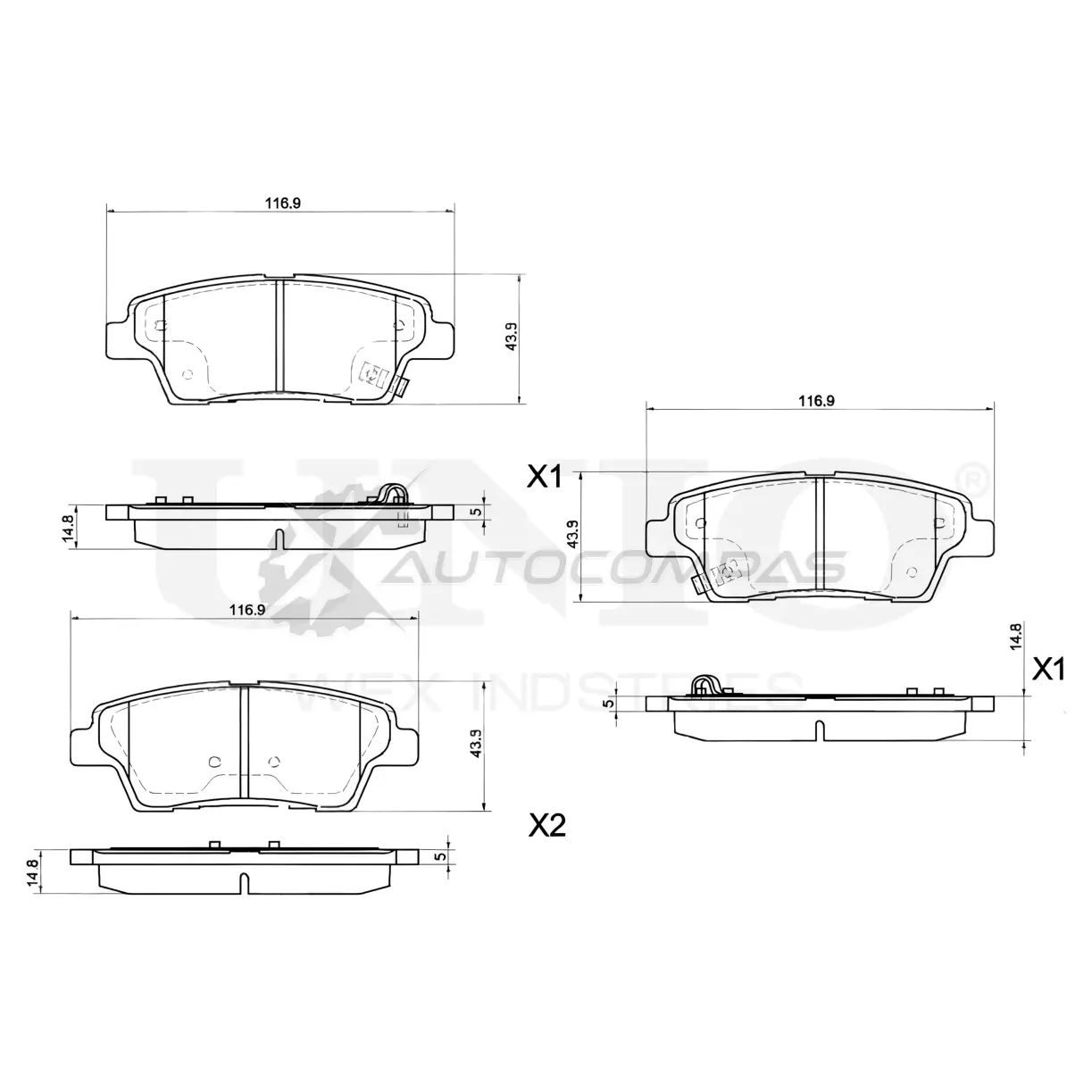 Колодки тормозные дисковые задние UNIO BRP-20467 1441314728 BUU WZL