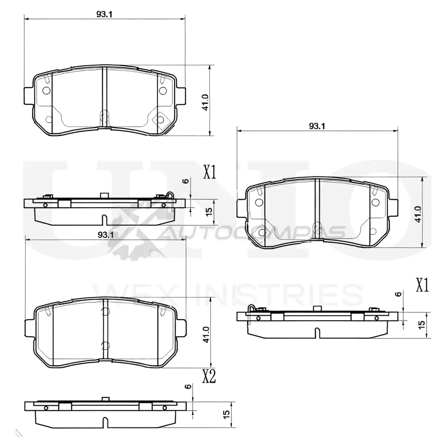Колодки тормозные дисковые задние UNIO 1441314739 BRP-20043 SZ 2N28