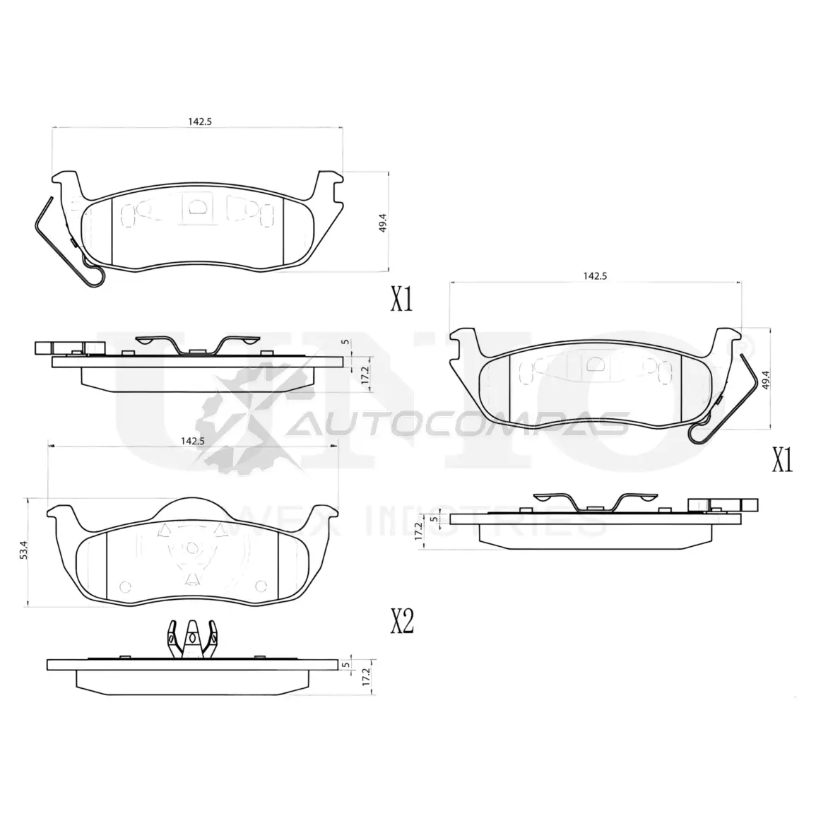 Колодки тормозные дисковые задние UNIO 1441314755 BRP-20309 8 0EOHV2