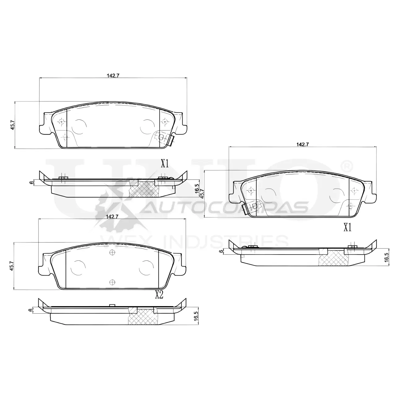 Колодки тормозные дисковые задние UNIO BRP-20459 5U6VU B0 1441314767