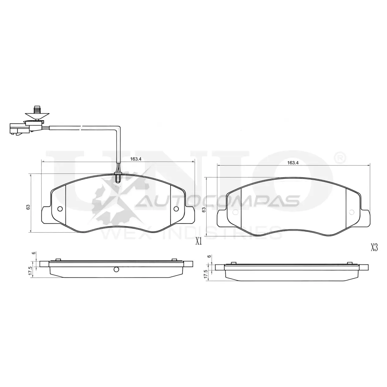 Колодки тормозные дисковые задние UNIO 1441314772 BRP-20322 UN9K4D I