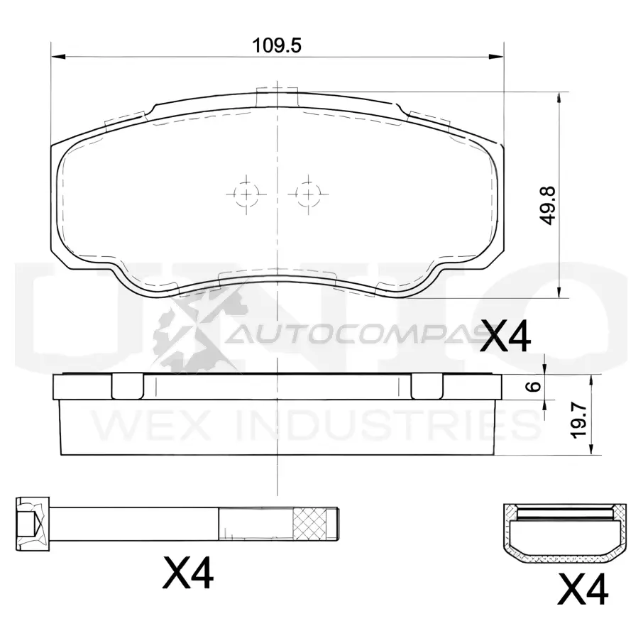 Колодки тормозные дисковые задние UNIO BH 7FU BRP-20419 1441314774