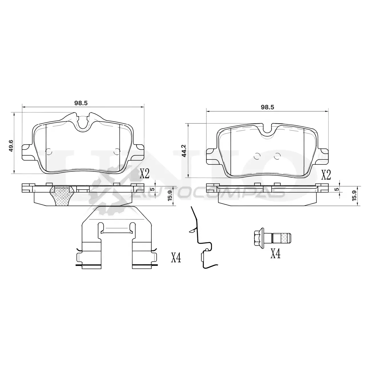Колодки тормозные дисковые задние UNIO BRP-20084 1441314782 N410 Z