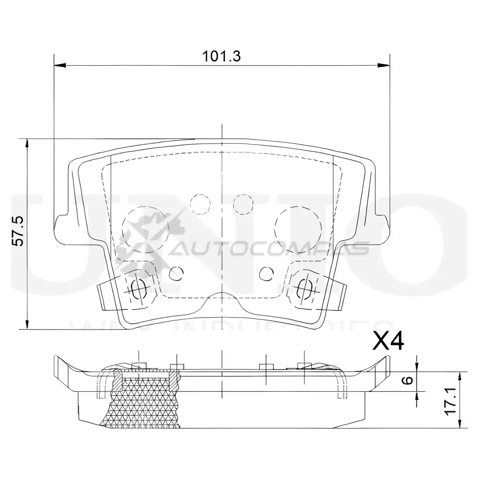 Колодки тормозные дисковые задние UNIO 1441314785 BRP-20346 G5QC P