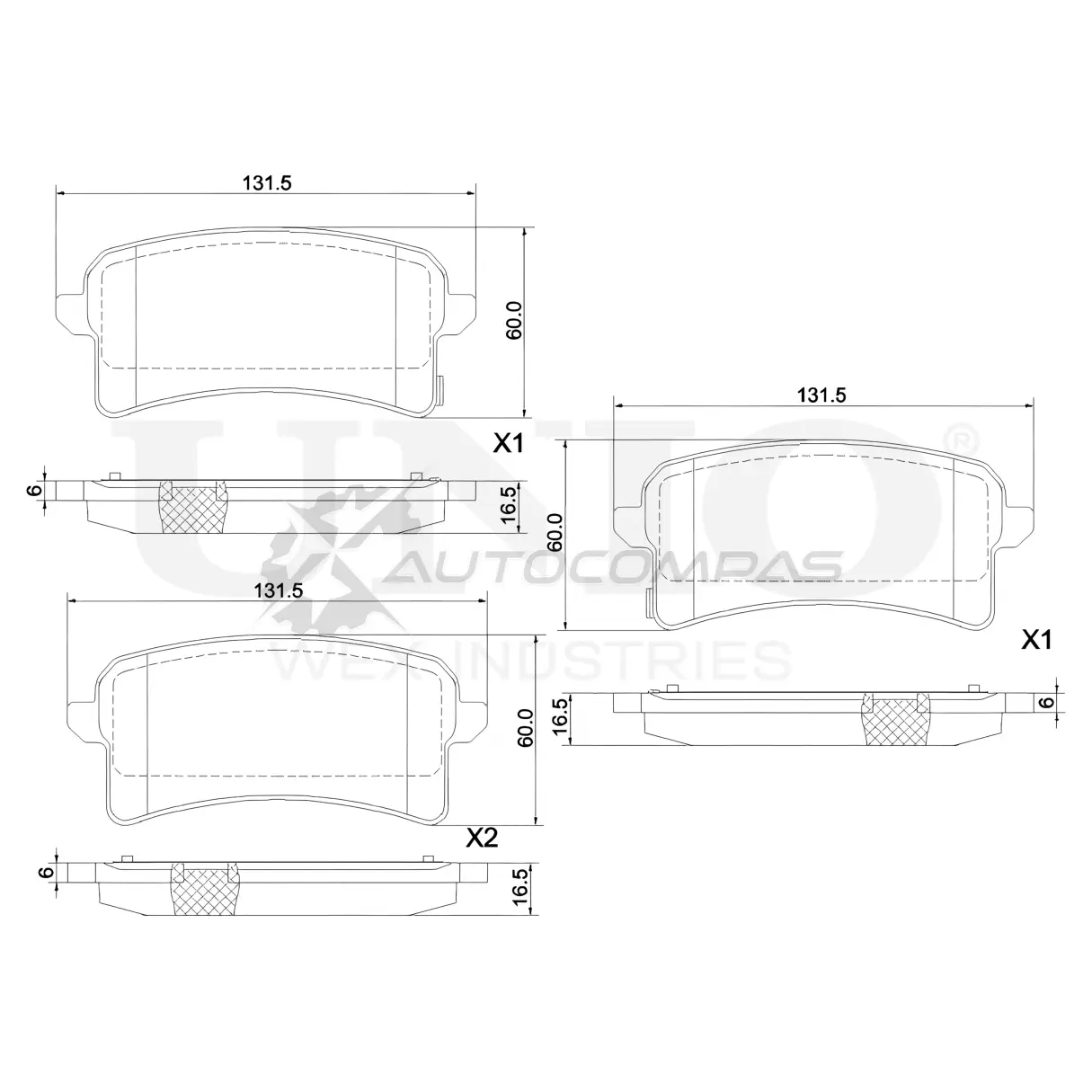 Колодки тормозные дисковые задние UNIO ZAWQ7 9 BRP-20089 1441314789