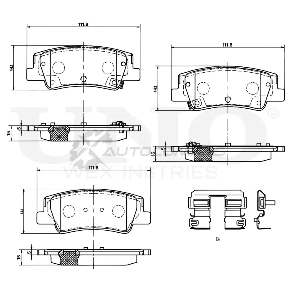 Колодки тормозные дисковые задние UNIO 92B8P8 Q BRP-20033 1441314794