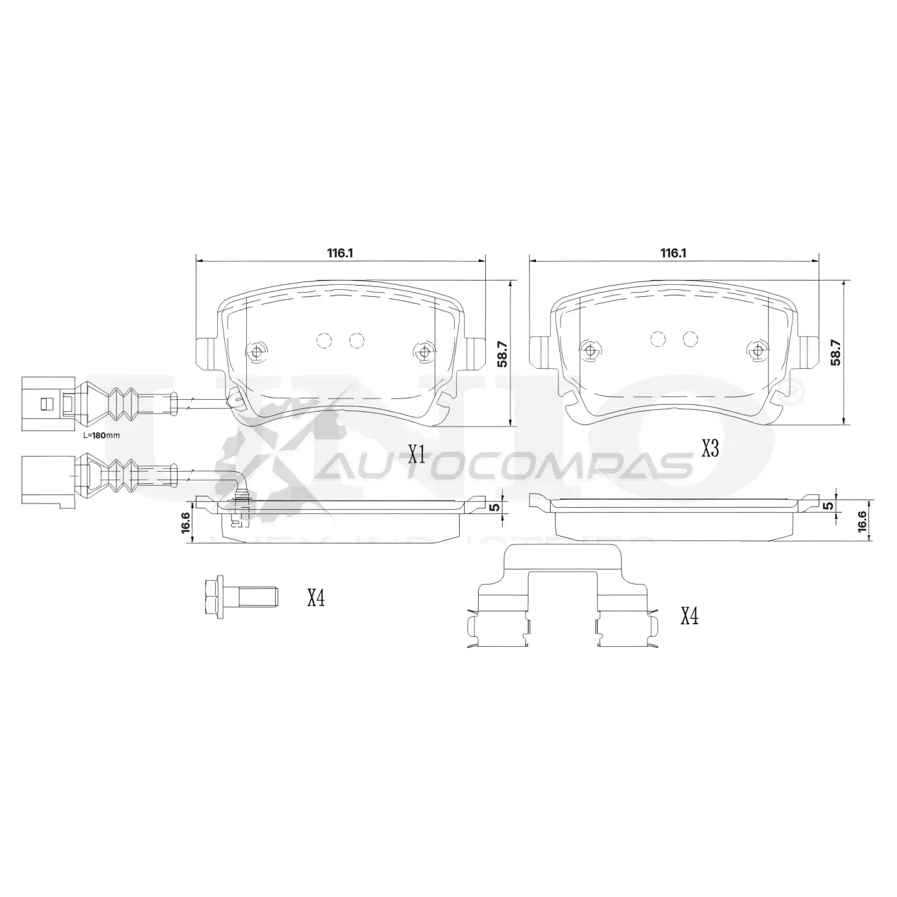 Колодки тормозные дисковые задние с датчиком UNIO 1441314802 TW P0R0 BRP-20092