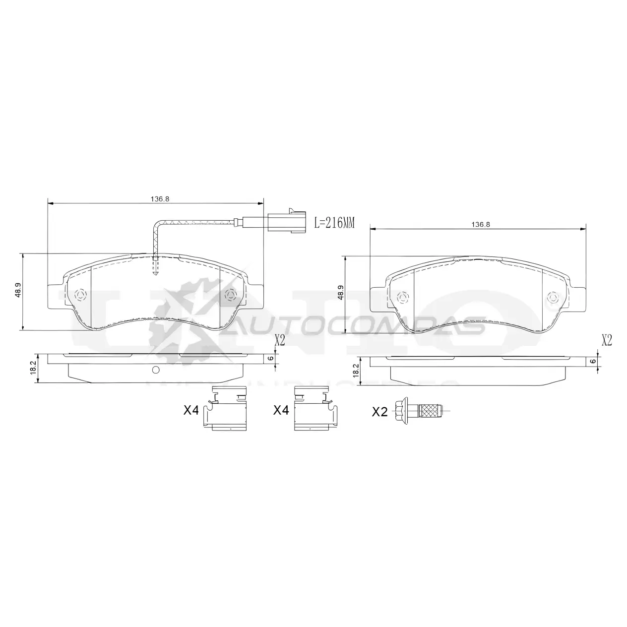 Колодки тормозные дисковые задние с датчиком UNIO BRP-20174 HP10F W 1441314804